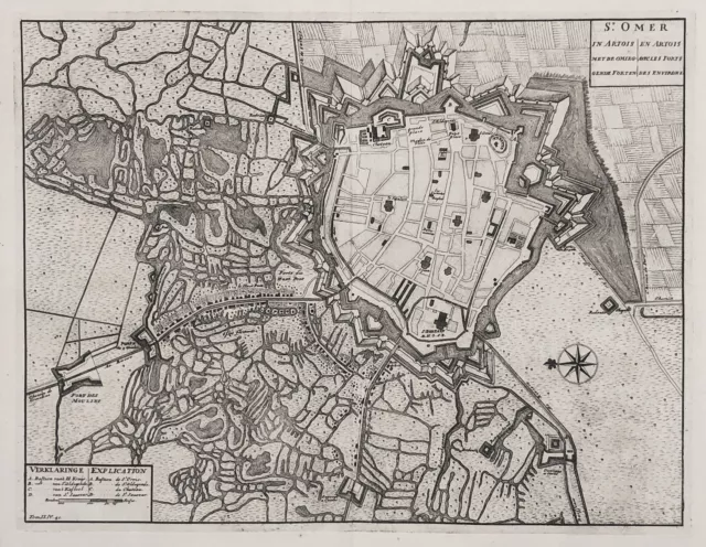 Saint-Omer Pas-de-Calais France Engraving 1729