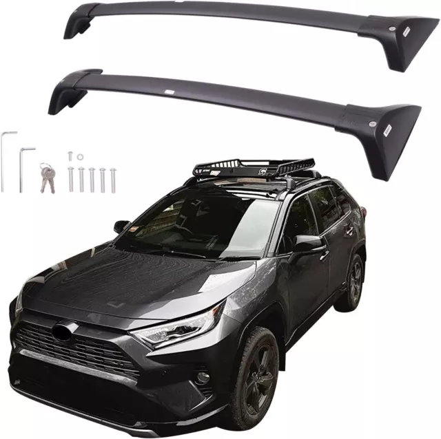 Lockable Roof Rack for Toyota RAV4 2019-2024 Aluminum Crossbars Rooftop Luggage