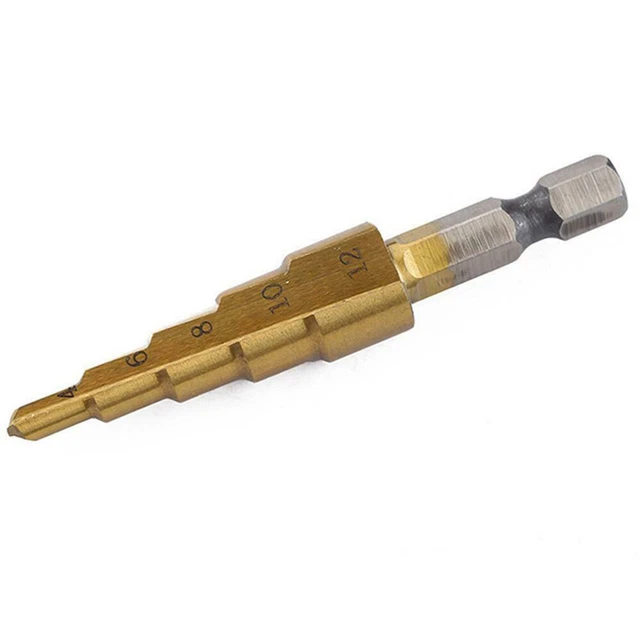 4-12mm HSS 4241 Hex Titanium Coated 5 Step Cone Drill Bit Hole Cutter Metal Tool