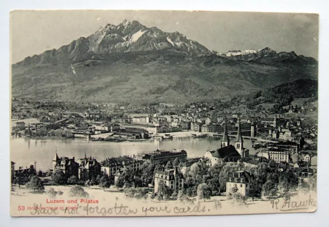 Postcard - LUZERN UND PILATUS - (1904 Luzern to Merrifield, Cornwall)- (MATG2-8)