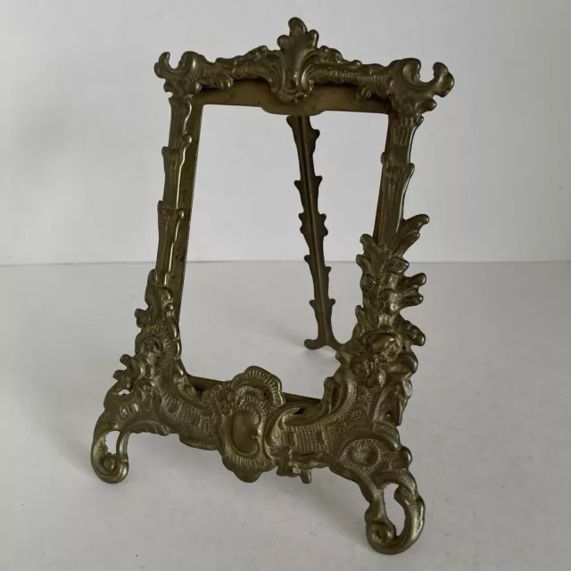 Vintage Brass Art Nouveau Ornate Freestanding Picture Frame