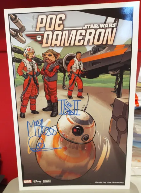 6.5"x10" Marvel Poe Dameron Comic Cover Print signed Mike Quinn Nien Nunb