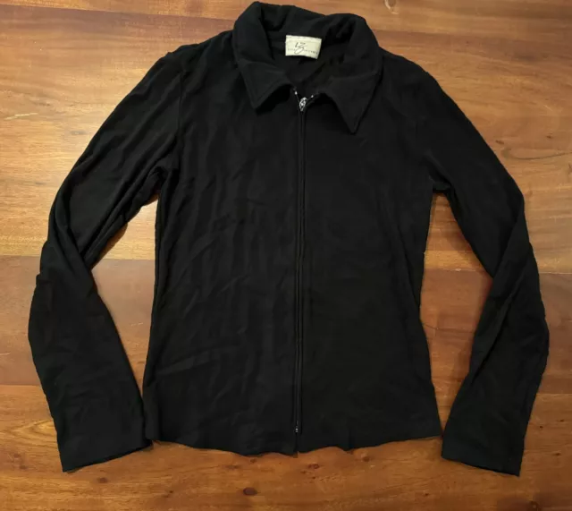 IZ Byer California Womens Black Stretch Full Zip Long Sleeve Jacket Sz Small