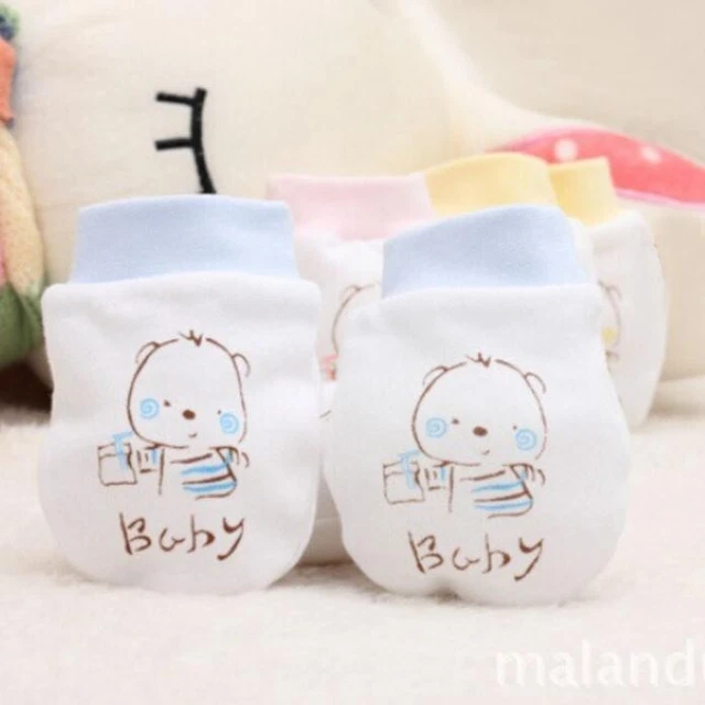 1 Pairs Cute Cartoon Baby Infant Boys Girls Anti Scratch Mittens Soft Gloves BU