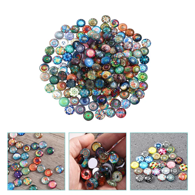 50 Pcs Patch Glass Child Round Flatback Mosaic Beads Heart