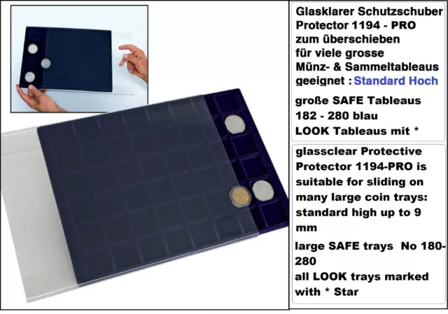 SAFE 194 Schutzschuber Schutz-Protector Glasklar Für große Münztableaus SAFE