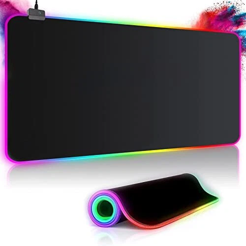 Tapis de Souris Gaming RGB XXL 800 x 300 mm 14 Effets d'éclairage LED étanche...