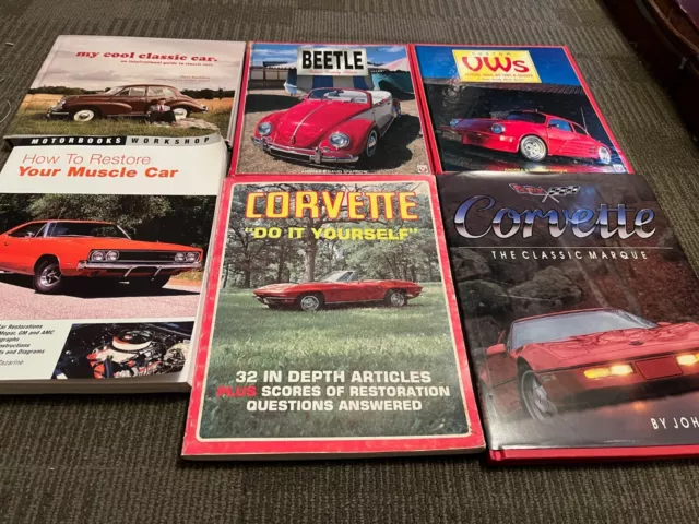 Random Job Lot Library of Car Related Books Corvette VW Beetle Muscle Cars etc