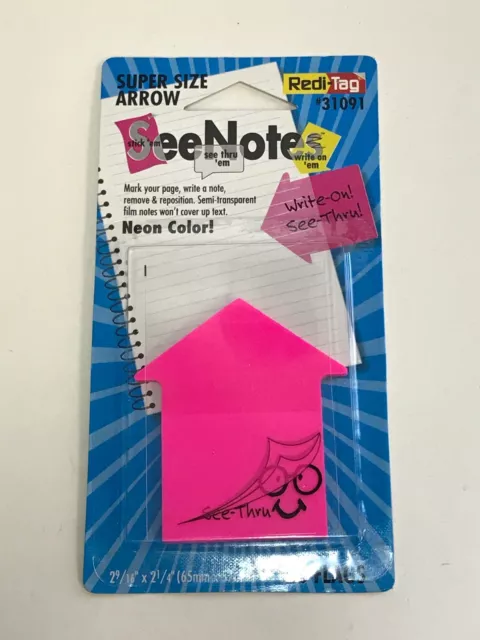 6 Redi-Tag 31091 Super Size Arrow Flags, Neon Pink, 50 Flags, 2-9/16" x 2-1/4" 2