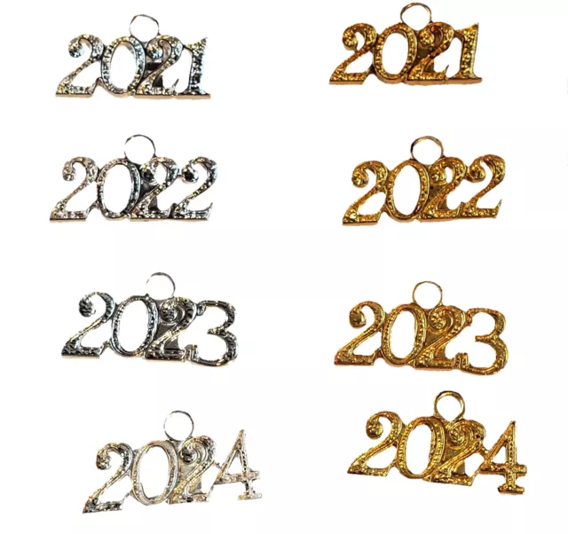 2021 2022 2023 2024 Gold Silver Drop Date Year Charm for Graduation