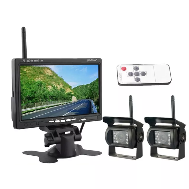 7"Wireless Backup Rückfahrkamera System Monitor 2.4GHz Nachtsicht für Bus RV LKW