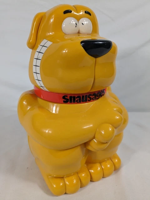 Vintage Quaker Oats 1991 Snausages Talking Orange Dog Treat Container Cookie Jar