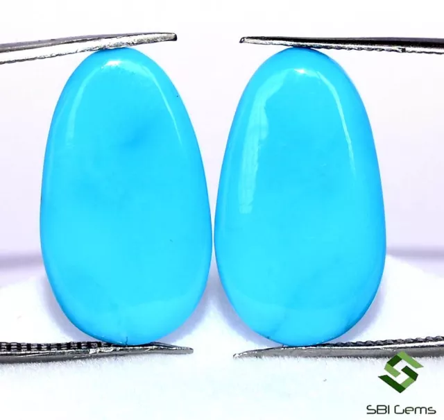 Certified Natural Kingman Turquoise Oval Cabochon Pair 19x11 mm Loose Gemstones