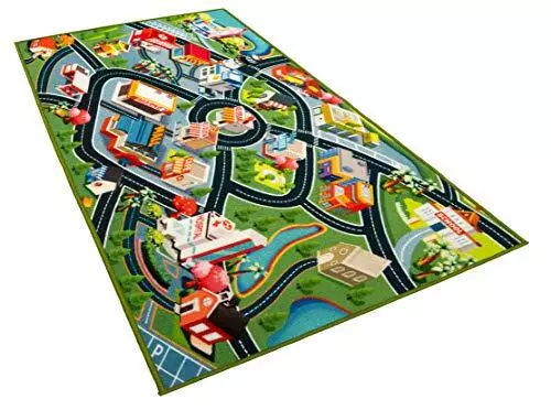 Kids Car Rug Play Mat - Extra Large Kids Carpet Playmat Bright Colors Non