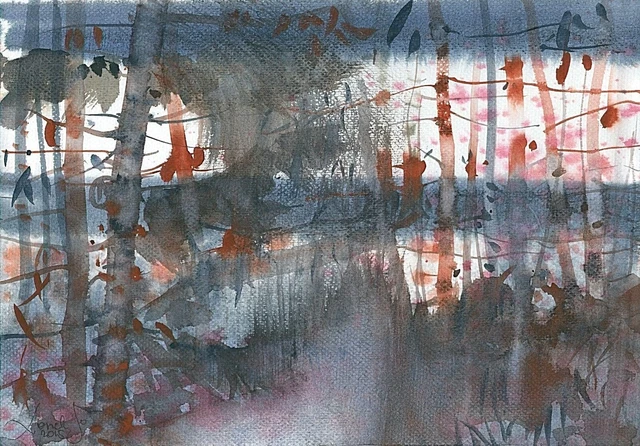 Pintura de paisaje acuarela Cuadro(30x21)cm0272 COM Landschaft Aquarell
