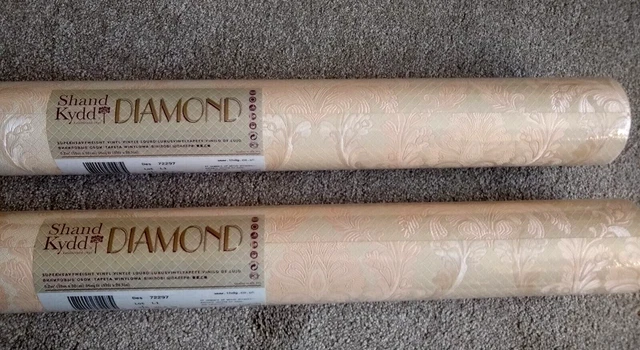 ULTRA RARE 2 x rolls vintage Shand Kydd DIAMOND Damask Wallpaper Champagne/pink
