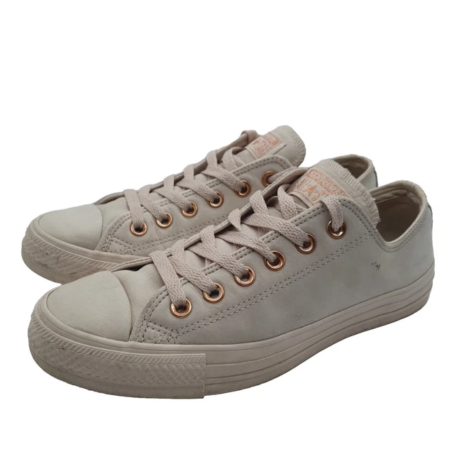 converse cream leather rose gold