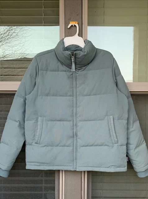 PATAGONIA BIVY DOWN Puffer Full Zip Hoody Jacket Blue Boys Sz XL 