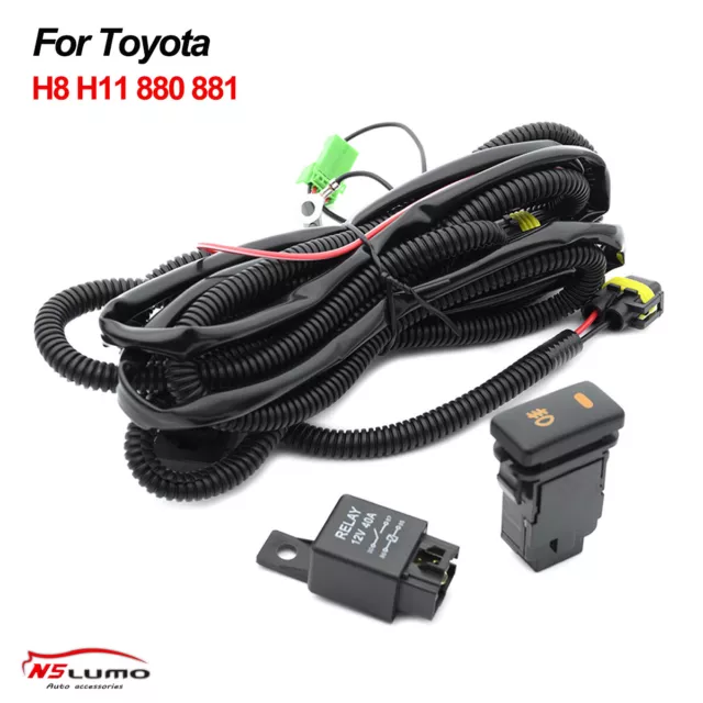 For Toyota LED Fog Light H8/H11/880/881 Connector Relay Switch Harness Wire Kits