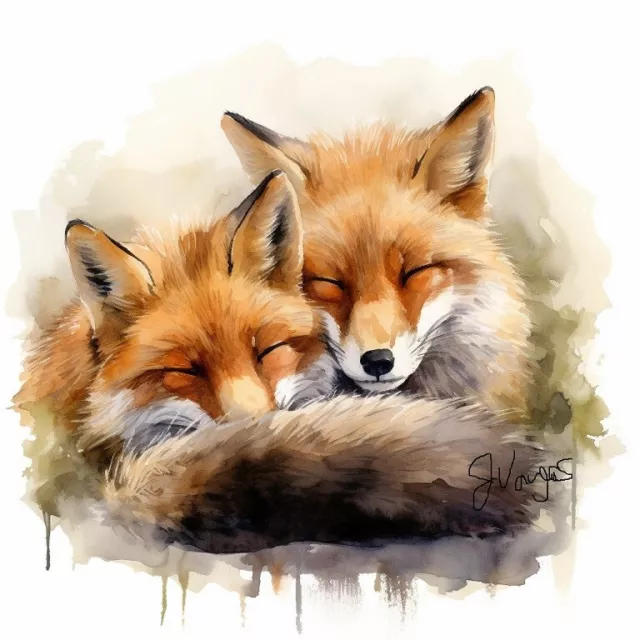Watercolor Fox Painting Art Print 8x11 inch