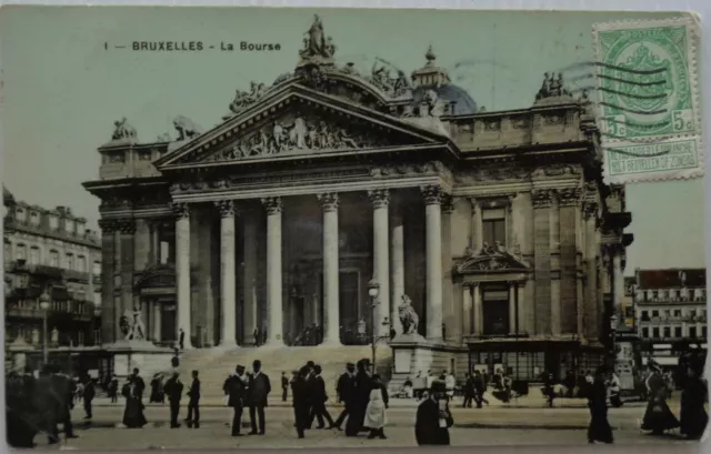 BRUXELLES BELGIQUE cpa La Bourse  Bon Etat 1919