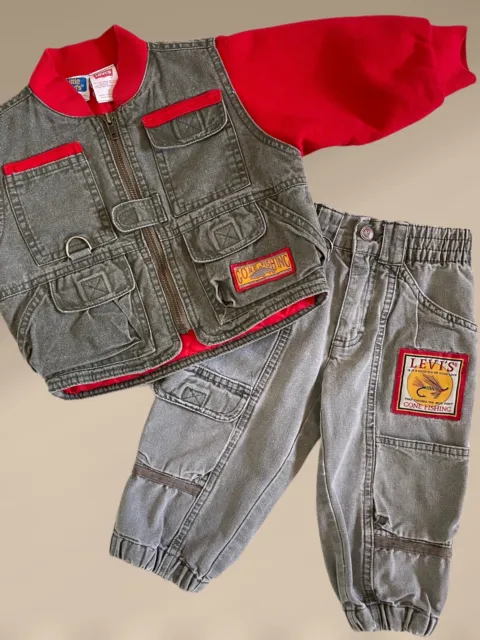 Vintage Little Levi’s Gone Fishing jacket and pants set, size 2T