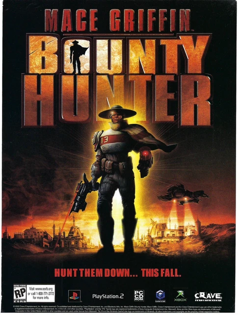 2002 Mace Griffin Bounty Hunter Video Game Hunt Down Vintage Print Ad/Poster