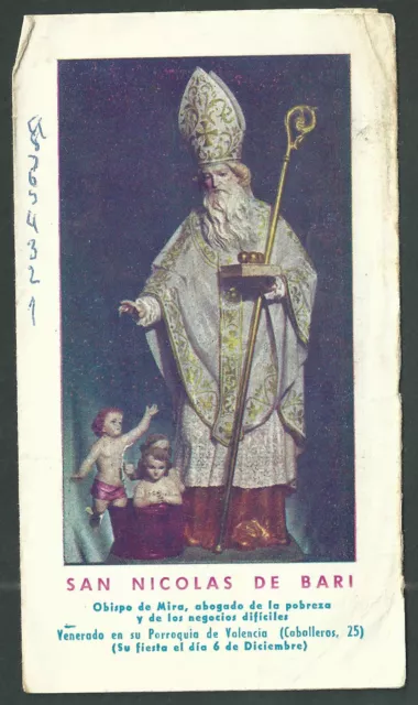 Estampa antigua de San Nicolas de Bari andachtsbild santino holy card image pieu