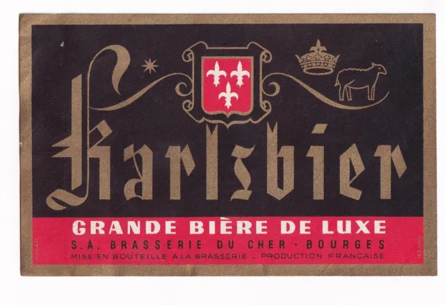 1950S BRASSERIE DU CHER, BOURGES, FRANCE KARLSBIER BEER LABEL $4.99 ...