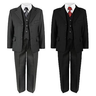 Boys Jacket Trousers Shirt Waistcoat Tie 5 Piece Suit Wedding Party 6Mth -14Year
