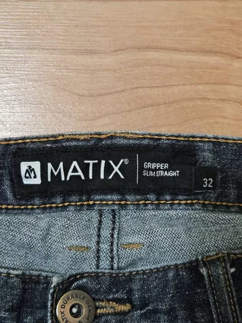 Matix Gripper Slim Mens Straight Jeans Fresh Deep 32x31 Button Fly Blue 3