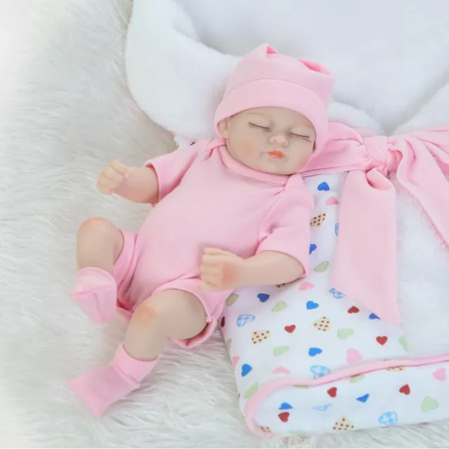 26cm Mini Reborn Doll Full Body Soft Silicone Vinyl Waterproof Eyes-Closed Toy 2