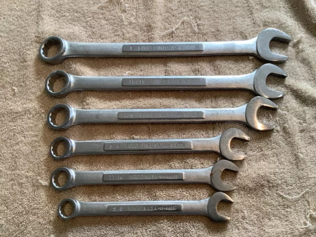 Craftsman 1" - 5/8” Combination Wrenches Vintage V 44705 Made in USA set of 6