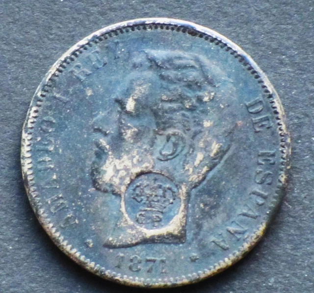 pièce 5 pesetas Espagne 1871 FAUSSE