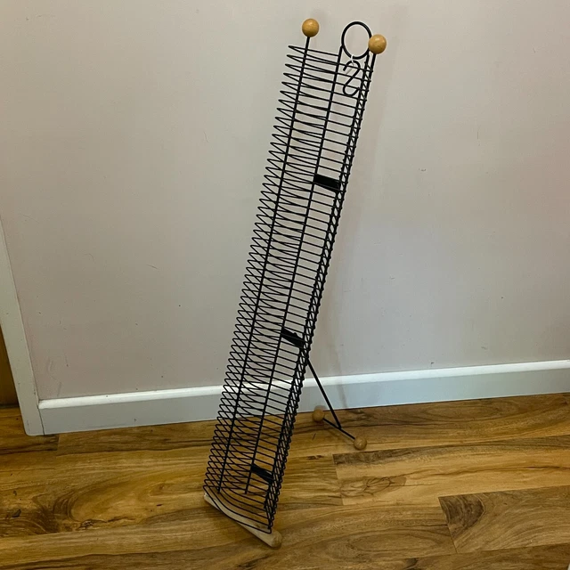 Rack torre di archiviazione DVD/metal nero e legno videogiochi, conserva 60 DVD, altezza 101 cm