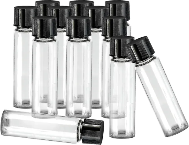12Pcs Clear Small Liquid Sample Glass Vials with Screw Caps 8ml Dram