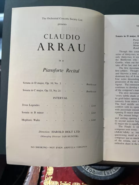 1954 Claudio Arrau International Celebrity Concert Programme Royal Festival Hall