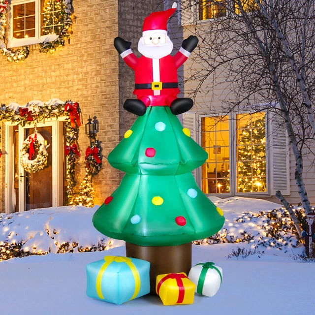 7 FT INFLATABLE Christmas Tree Blow up Xmas Tree w/ Santa Claus & 3