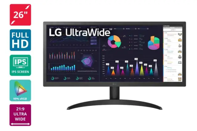 LG 26" UltraWide Full HD 75Hz FreeSync Monitor (26WQ500), 26 Inch, 26 Inch,