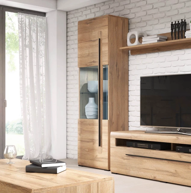 Vetrina stand ""Tulsa"" armadio vetrina 60 cm MDF rovere Grandson