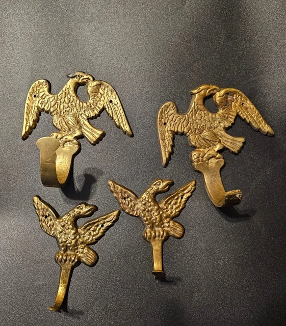 Vintage 4  Brass Metal Eagle Bird Coat Hanger Hook One Broken 4" 3"