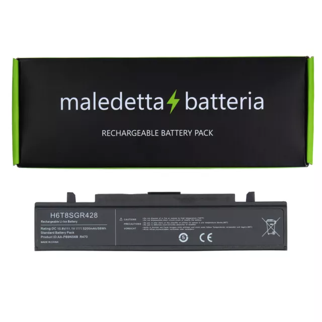 Batteria NERA 10.8-11.1 V 5200 mAh SOSTITUTIVA Samsung AA-PB9NS6B,