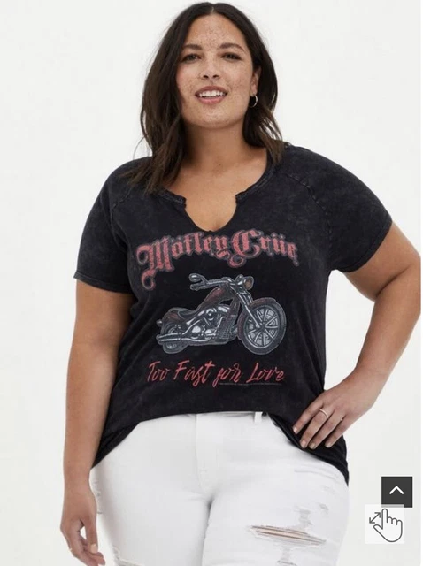 Torrid, Classic Fit - Black Wash Motley Crue Raglan Tee, Plus Size 5XL. Torrid, Classic Fit - Black Wash Motley Crue Raglan Tee, Plus Size 5XL.