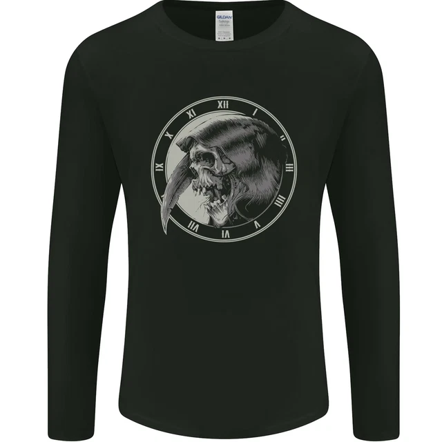 Grim Reaper Orologio Teschio Biker Gotico Demone Da Uomo Maniche Lunghe
