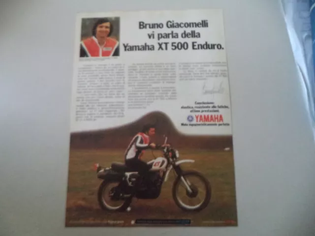 advertising Pubblicità 1979 MOTO YAMAHA XT 500 ENDURO e BRUNO GIACOMELLI