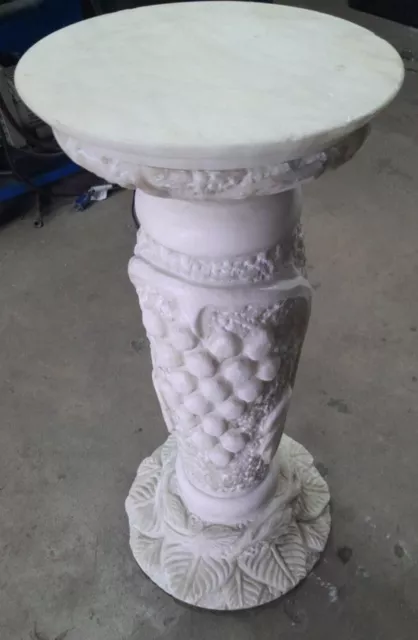 Antique Solid Italian White Marble Pedestal Plant Stand
