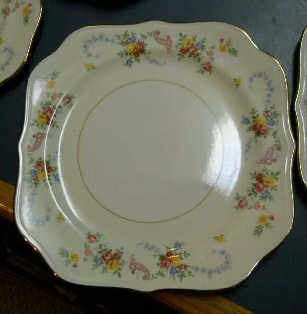 Vtg Eggshell Nautilus Homer Laughlin Square Plate 8" Roses Floral L 48 N 5