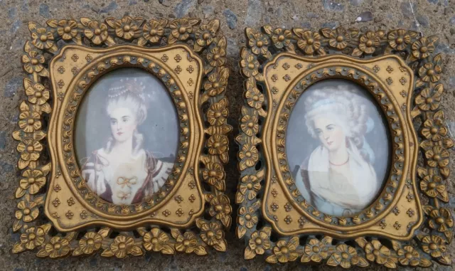 Pair of Vintage Ornate Small Frames 4.5 x 5.25, Convex Glass, A Cameo Creation