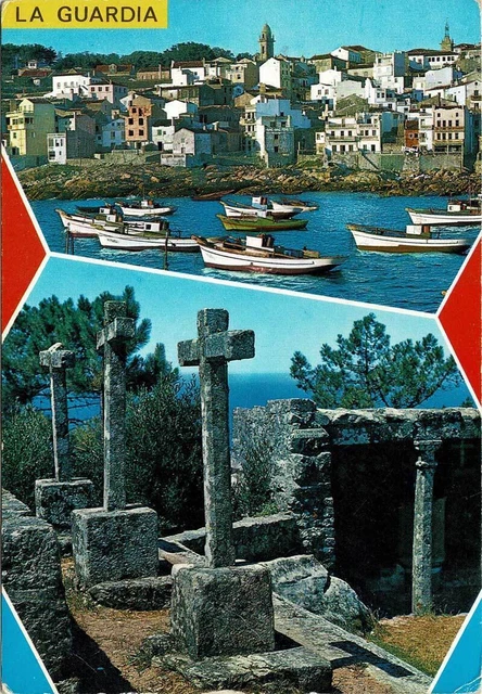 Cartolina di Pontevedra. La guardia. Veduta parziale e Calvario e Pulpito n. 19