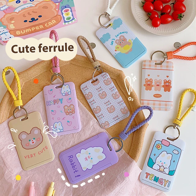 Lindo estuche con tarjeta de identificación oso de dibujos animados conejo autobús de negocios banco tarjeta de crédito Co-hf